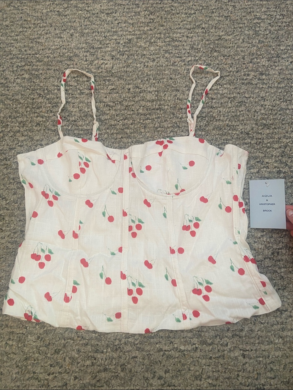 Aqua  & Kristopher Brock Cherry Print Cropped Bustier NWT